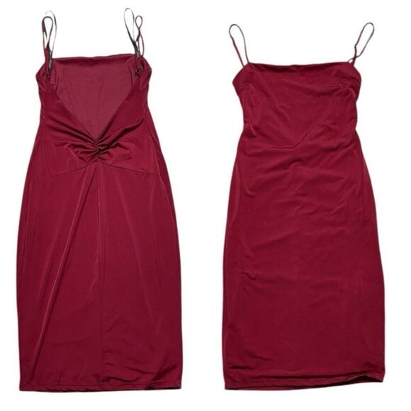 B DARLIN Twist Back Bodycon Dress Red Size 9/10 - Picture 1 of 7